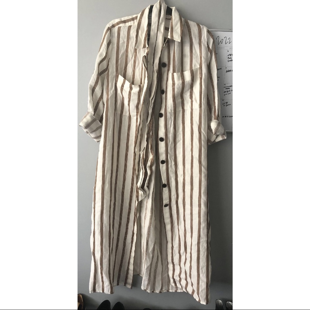 Zara Striped Button Down Shirt Dress